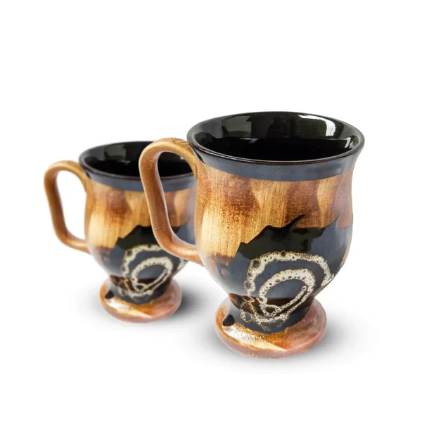 NeVillHeart Wooden Textured Ceramic mugs (Set of 2)