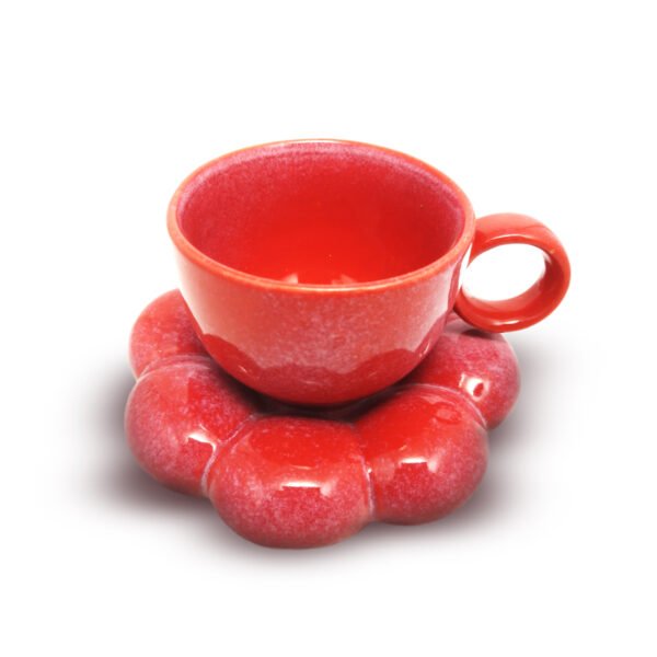 VillHeart Sunflower Cups and Saucer | Red Ceramic Cups for Delightful Evening Tea - Image 4