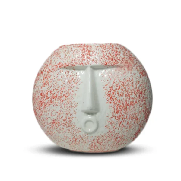 VillHeart Blooming Beauty: Ceramic Face-Shaped Flower Vase (Red Glaze) | For Gifts, Decor, Garden