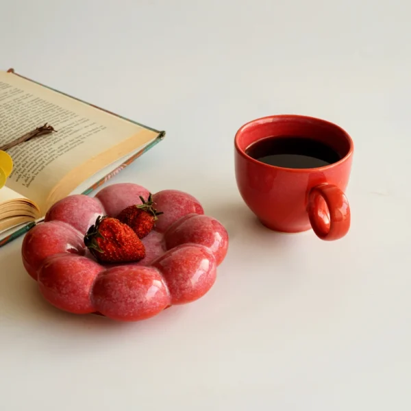 VillHeart Sunflower Cups and Saucer | Red Ceramic Cups for Delightful Evening Tea - Image 3