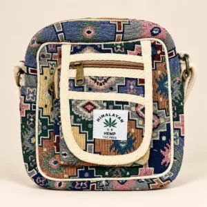 Natural Hemp Patchwork Crossbody Bag (Square)